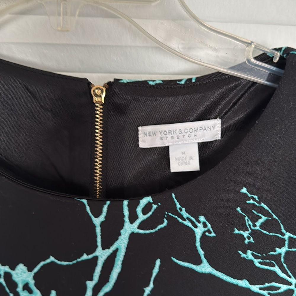 New York & Company Black and Blue Branch Print Midi Dress - Picture 5 of 5
